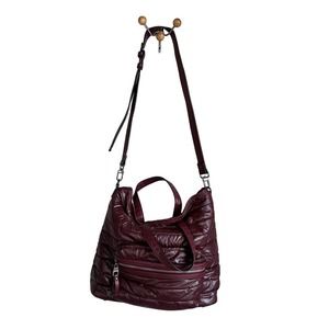SOL And SELENE Wine Burgundy Nylon Quilted Endurance Tote